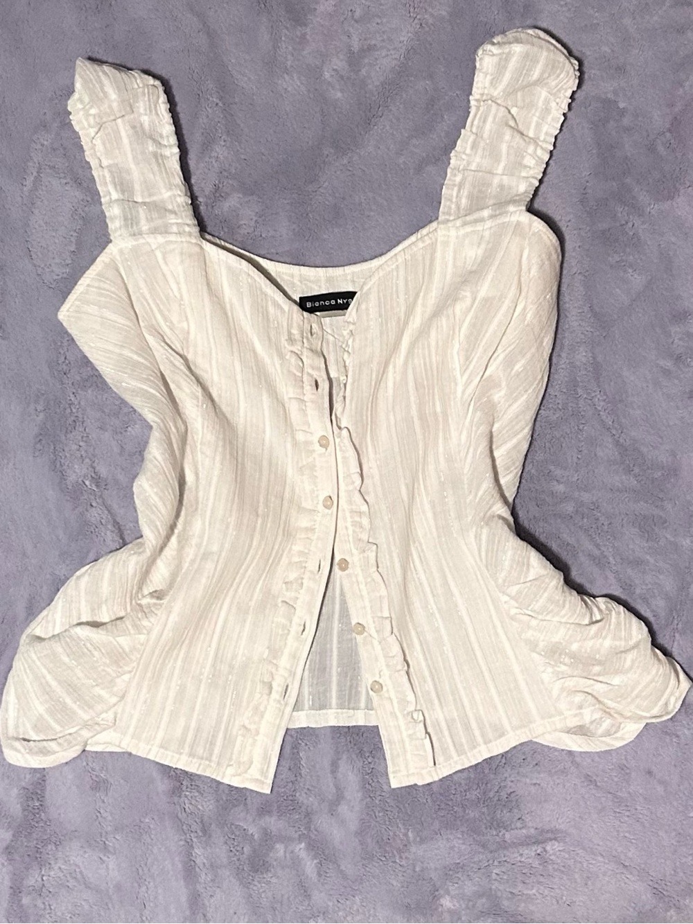 White Ruffle Button-Front Tank Top